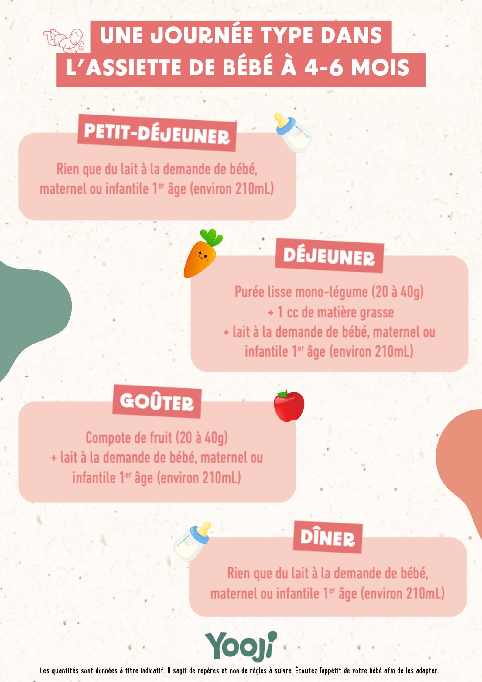 menu type de bebe 4 a 6 mois